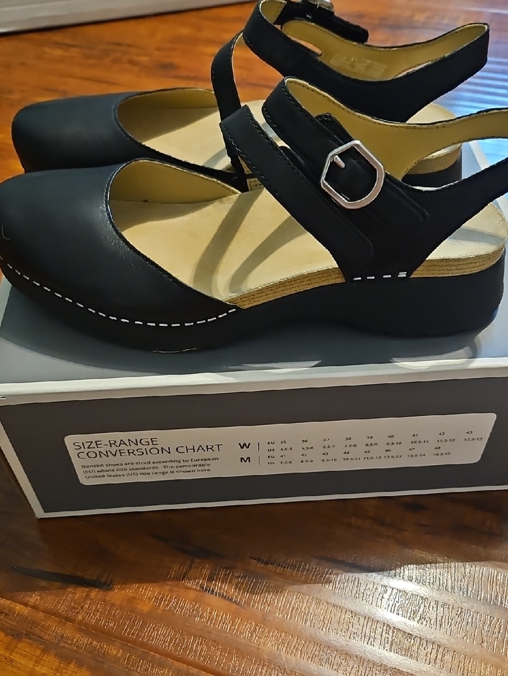 Dansko Black Mary Jane Clog Sandals with Ankle Straps